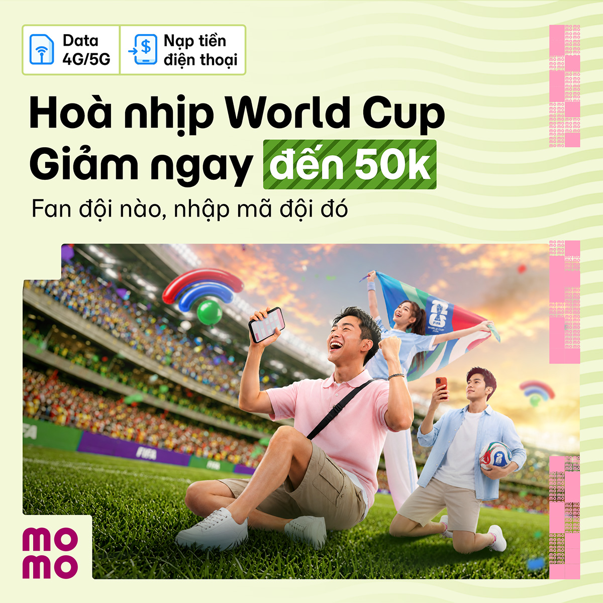 MoMo World Cup data & mobile top-up promo creative