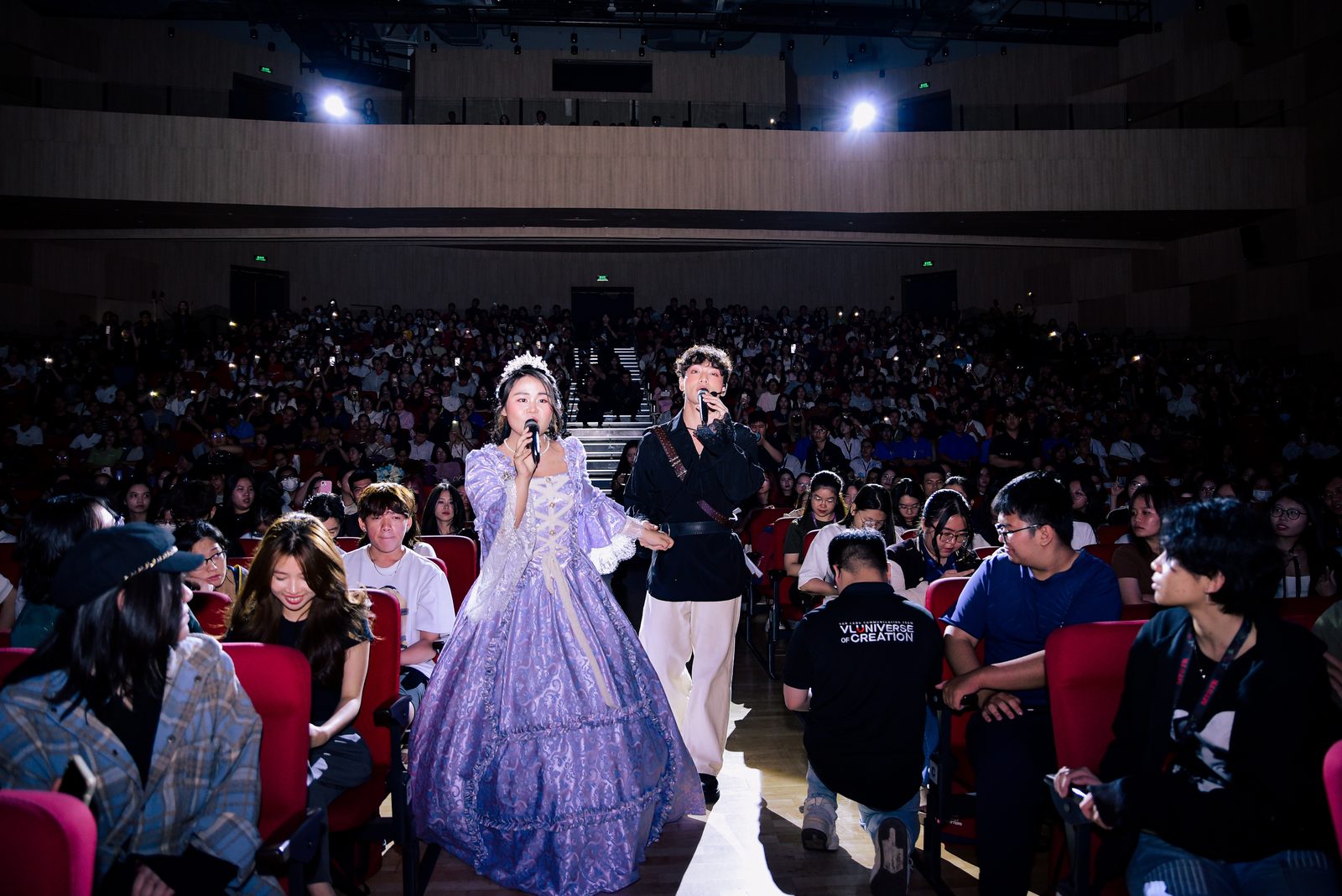 Costumed performance among the audience